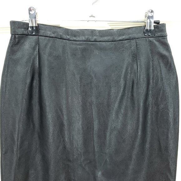 KORS Michael Kors 100% Leather Mini Pencil Skirt M Black - Picture 4 of 16